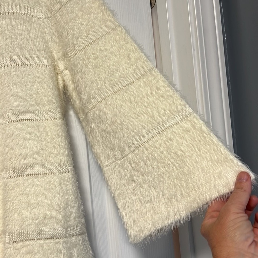 Lauren Michelle Petite Cream Eyelash Knit Cardigan‎ Sweater Bell Sleeve PM NWT - Picture 4 of 9